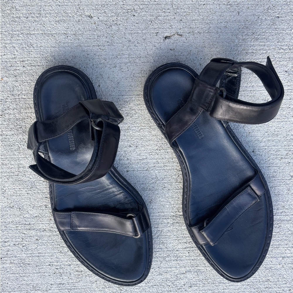 Ann Demeulemeester Black Leather Sandals. Size 37.5 (7)